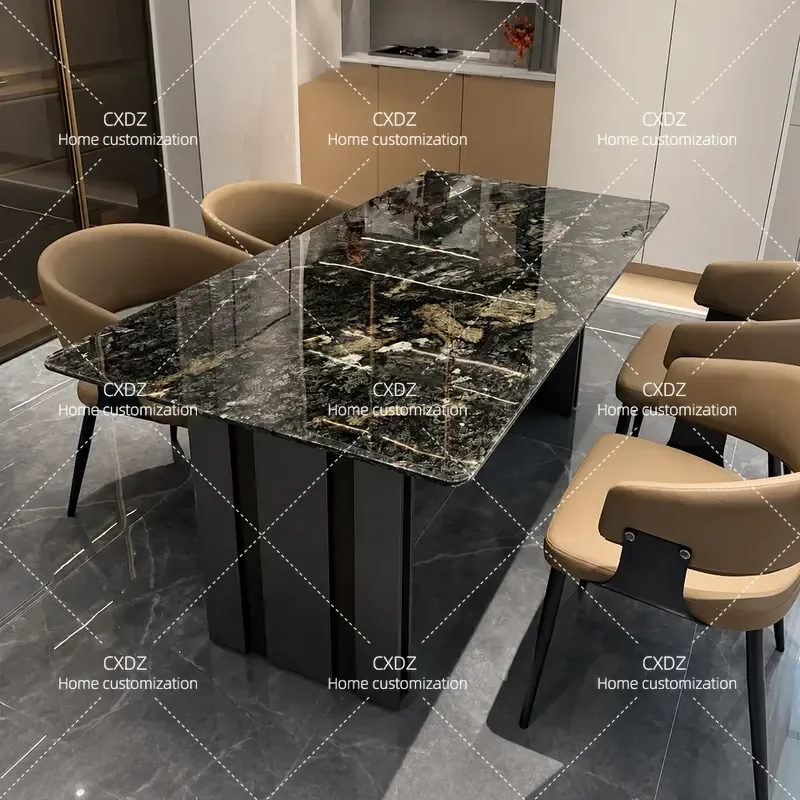 Bright Galaxy Pure Natural Luxury Stone Dining Table High-end Bieno Light Luxury Modern Simple Marble Home Dining Table and