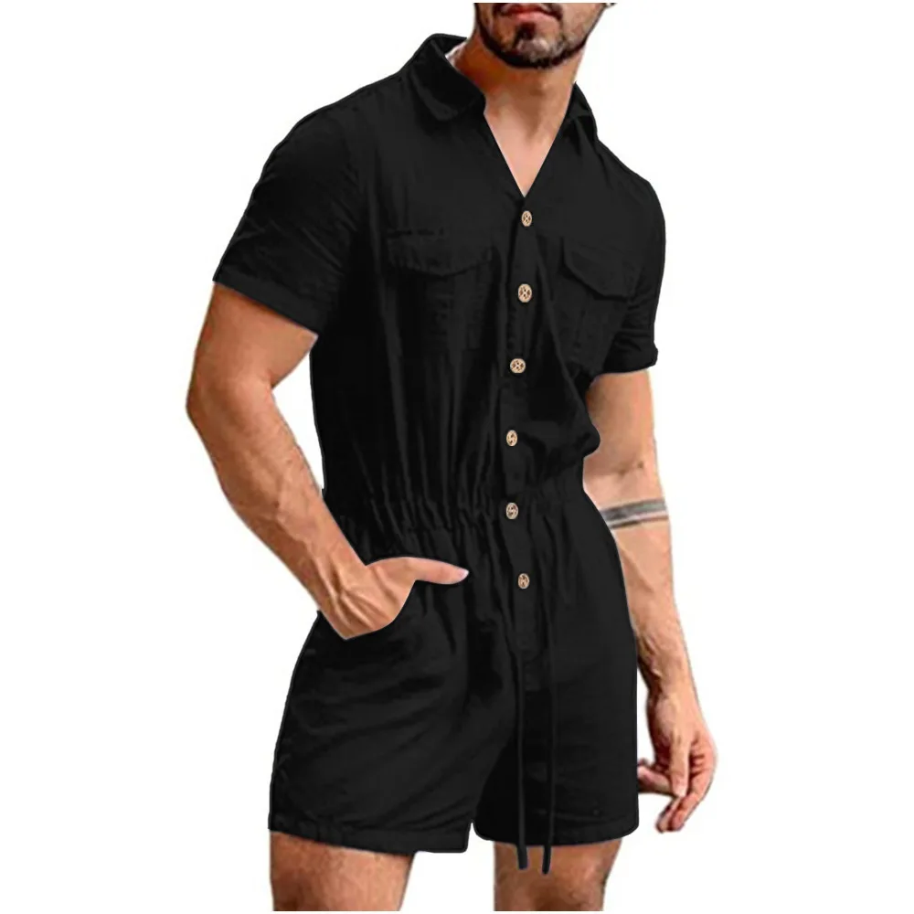 

Trendy Comfortable Casual And Easy To Wear Men'S Solid Color Shirts Button Up Mono Hombre Racing Jumpsuit for Men