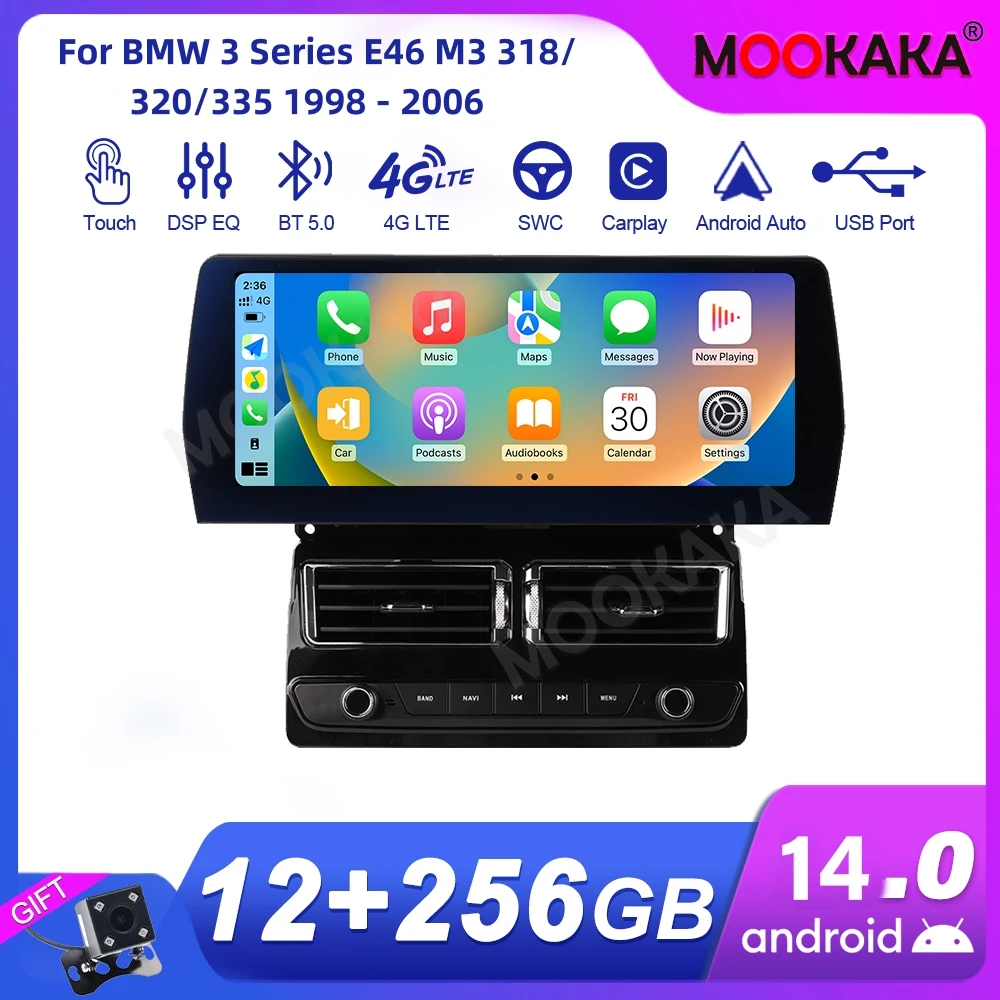 For BMW 3 Series E46 M3 318/320/335 1998 - 2006 Car Radio Multimedia Player Wireless Carplay Android Auto Autoradio Stereo GPS