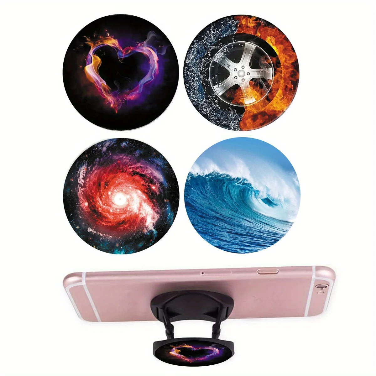 4  Pieces Expanding Phone Mount Grip Holder for Cellphone,Collapsible Stand  Finger Holder for Smartphone and Tablet