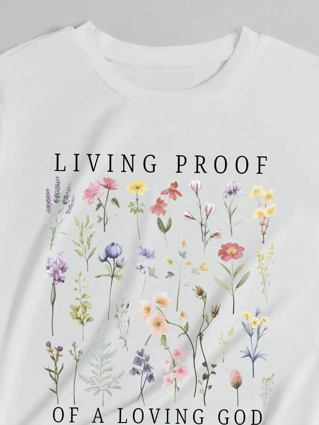 Living Proof Flower Graphic Tops Floral Round Neck Women's T-Shirt Tees Short Sleeve Cotton Vintage Tshirt Female Clothing