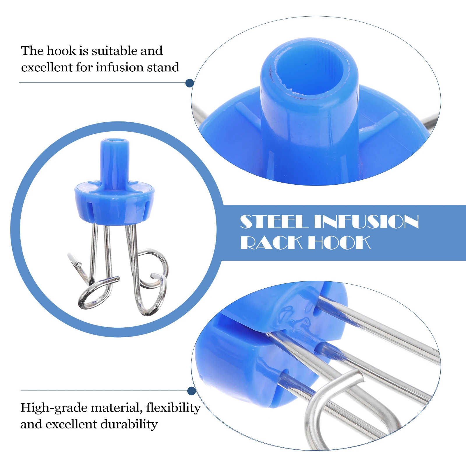 

3 Pcs Hook Drip Bag Stand Washing Line Hanger Hooks Stainless Steel Blue Iv Rack