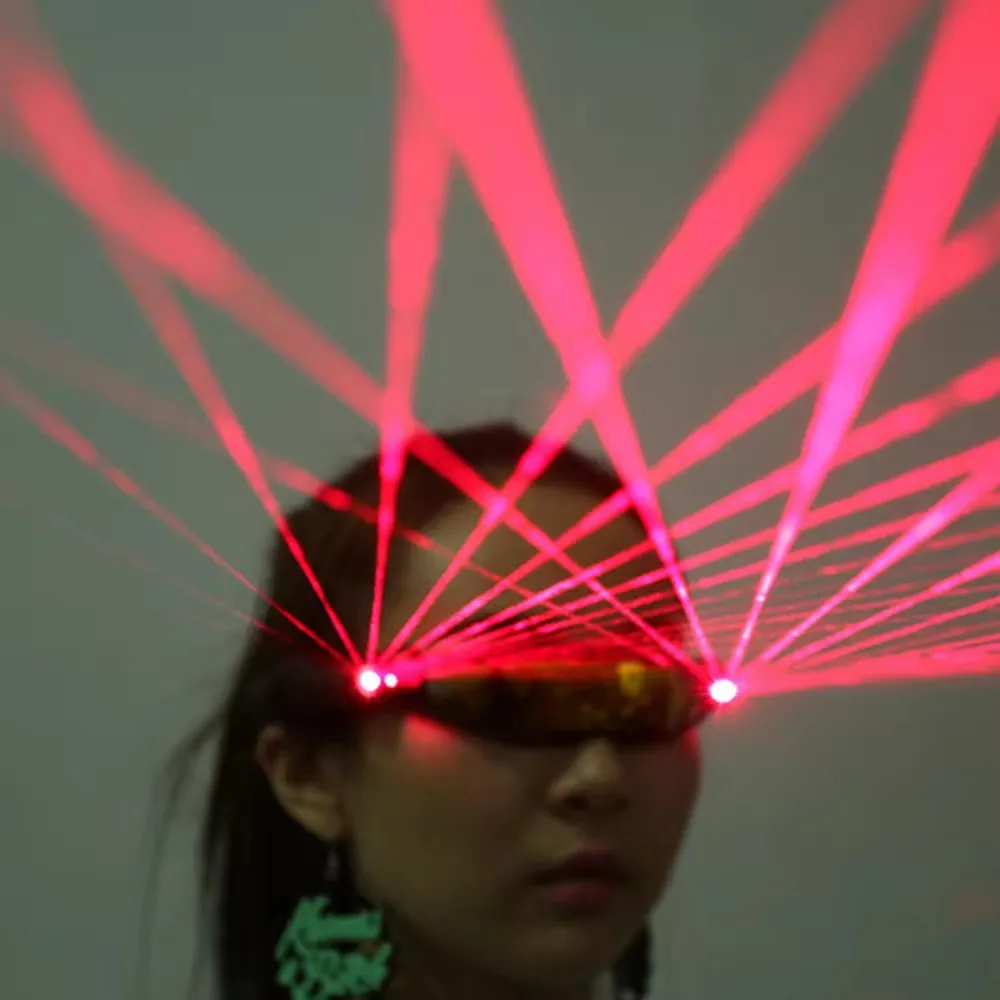 LED Laser Ray Glasses Professional Performance Props Stage Wear Rechargeable Sunglasses For Show Festival Rave Party DJ