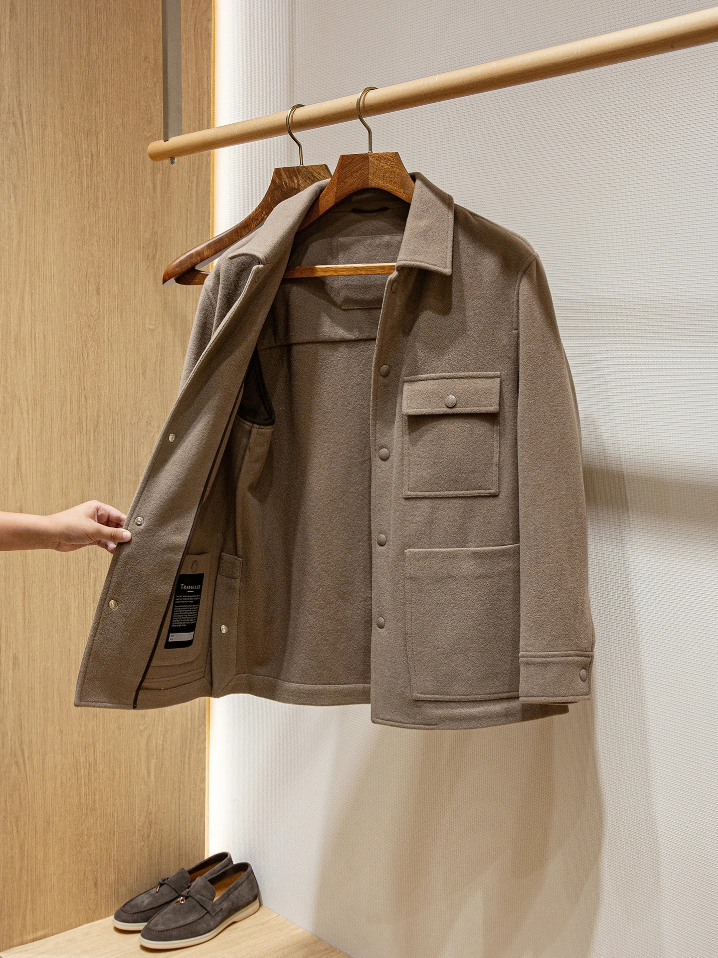 

100% wool, old money style autumn and winter men's casual shirt jacket