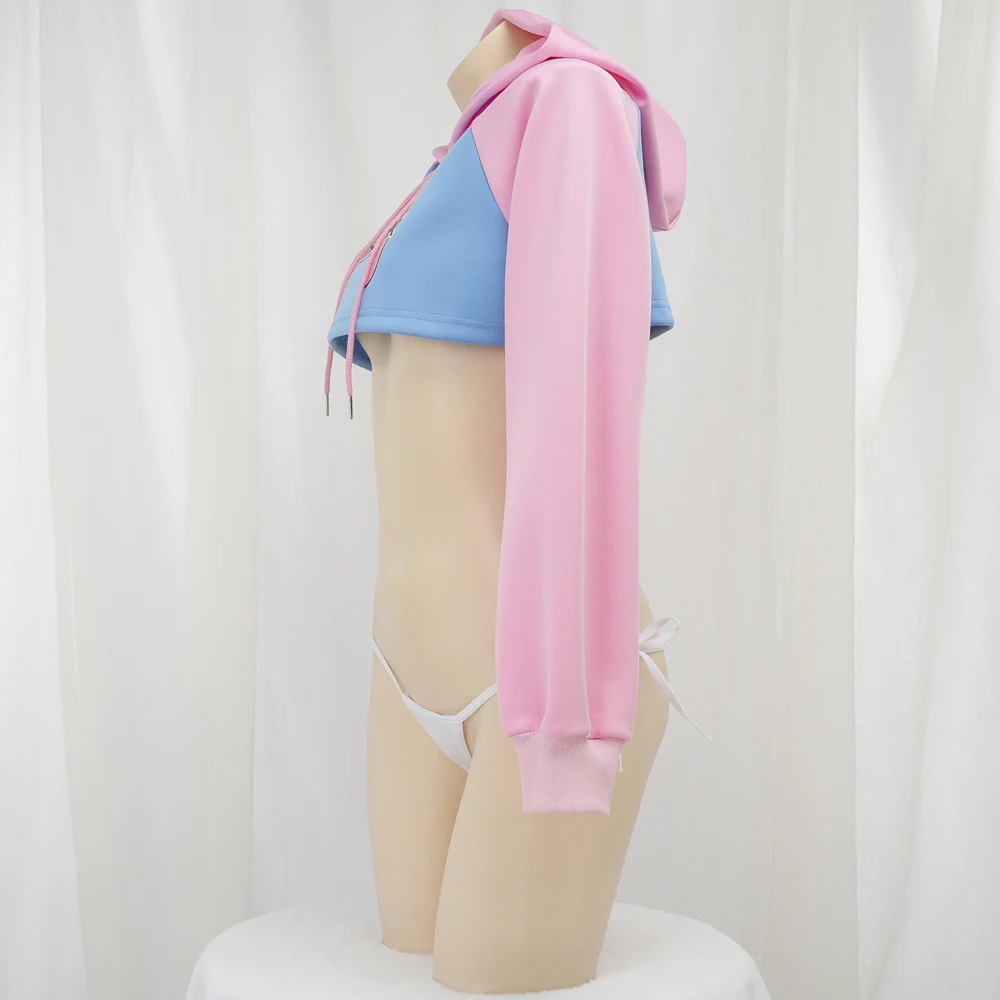 AniLV Game Over Anime Girl Pink Blue Short Hoodie Hooded Uniform Cosplay Costume