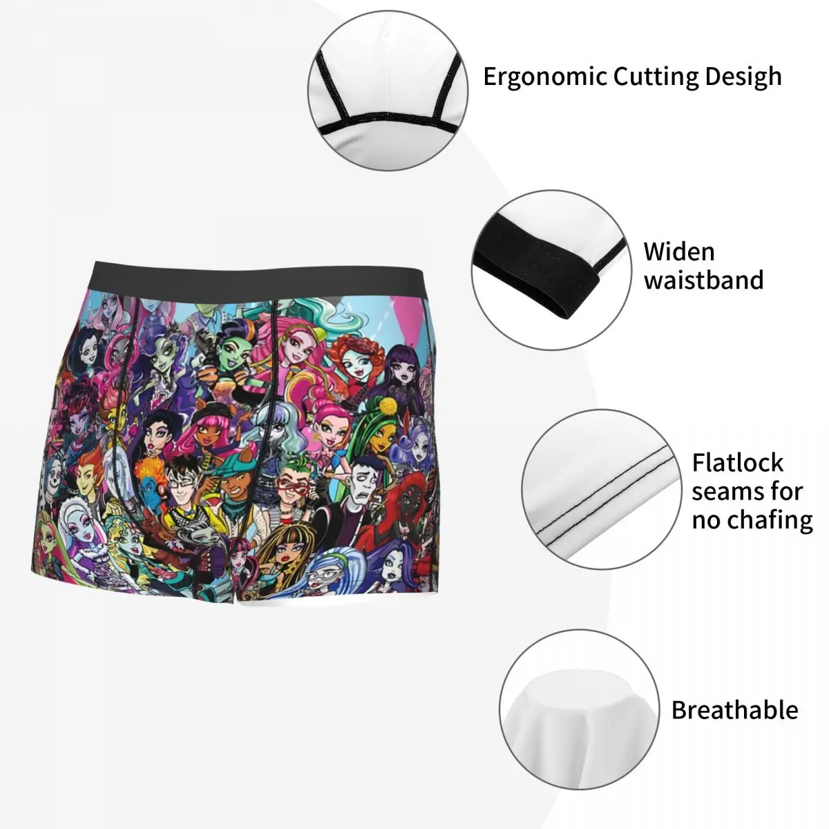 Monster High Doll All Characters Underpants Homme Panties Male Underwear Print Shorts Boxer Briefs