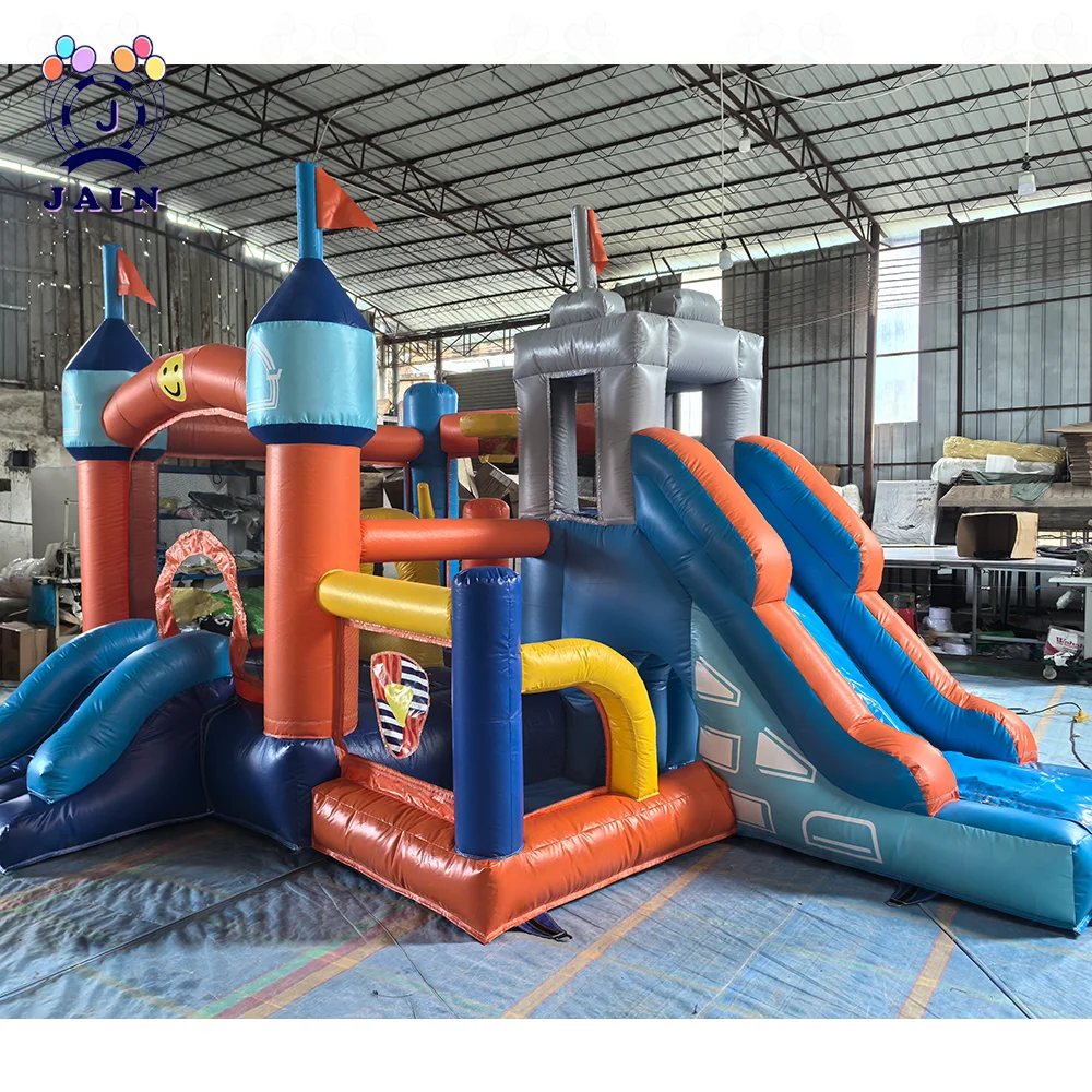 Stock 16FT Inflatable Playground with Blower PVC Bouncy Castle for Kids JUMP Inflatable Bounce House with Slide For Party Event