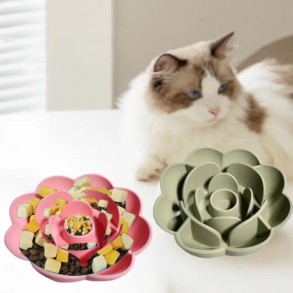 

Silicone Rose Shape Dog Bowl Anti-Knocking Anti-choking Pet Slow Food Bowl with Suction Cup Non-Slip Cat and Dog Food Bowl Home