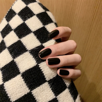 24pcs Rectangular Head Black Glossy Fake Nails Full Acrylic Press on Nail Art Tips Decoration Waterproof Removable False Nails