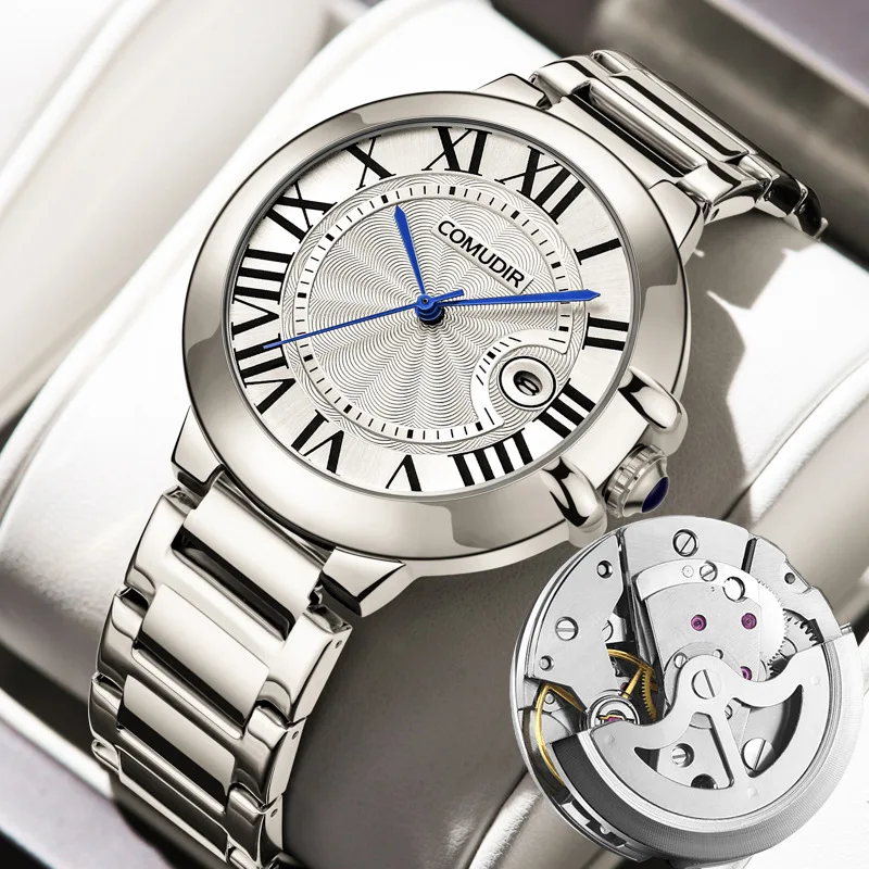 Edelstahl Hohl Quarzuhr Herren Ballon Leuchtkalender Wasserdicht