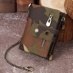 Men‘s Wallet 2024 New Oxford RFID Anti-theft Brush Short Wallets Card Swiping Driver's License Chain Zipper Coin Purse