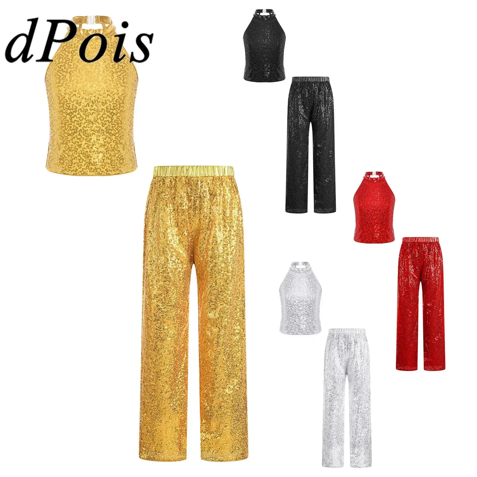 

Футболка для девочек, подиумное шоу, карнавал, косплей, уличная одежда в стиле хип-хоп с блестками, уличная одежда, костюмы для джазовых танцев, укороченный топ + брюки