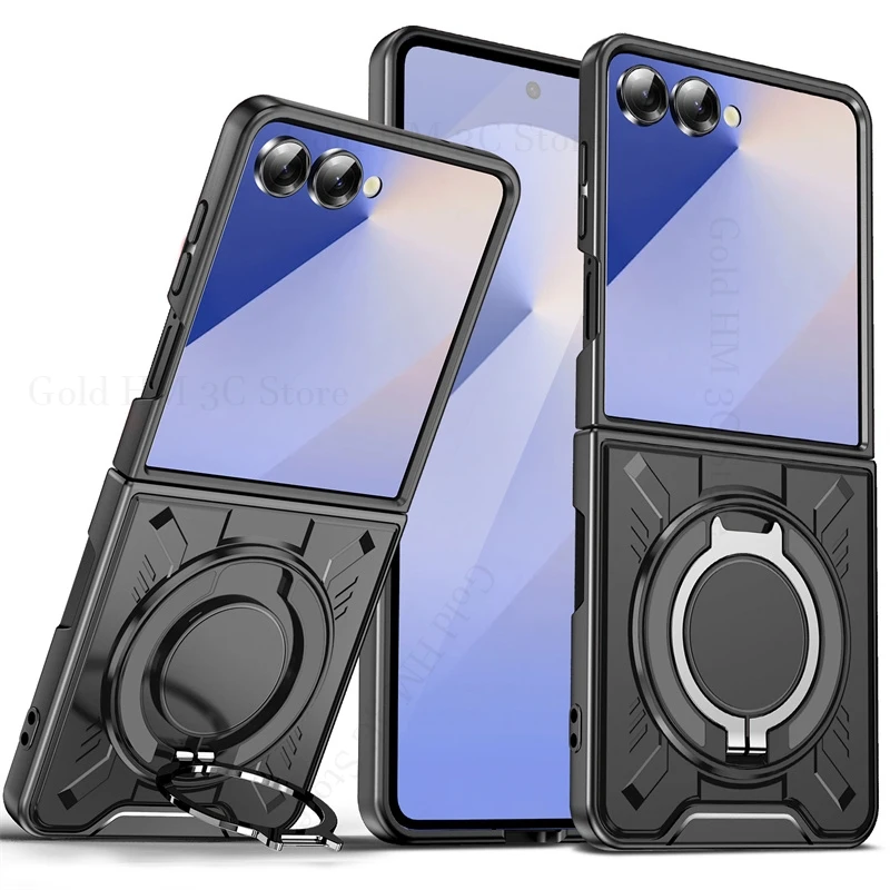 

Military Grade Hybrid Phone Tough Case For Samsung Galaxy Z Flip7 5G Magnetic Finger Ring Stand Holder Cover For Samsung Z Flip7