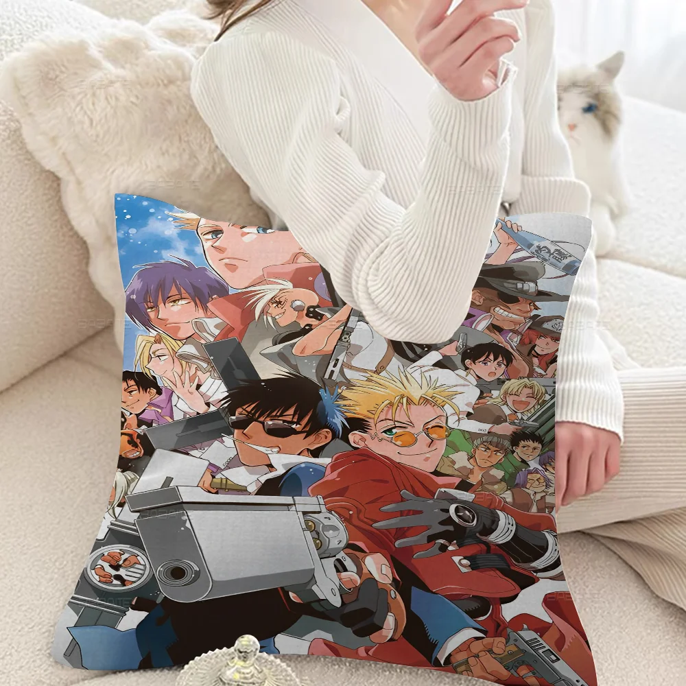 Anime TRIGUN STAMPEDE Cushion Cover Inches Farmhouse Decor Home Throw Pillow Covers For Couch Decorations