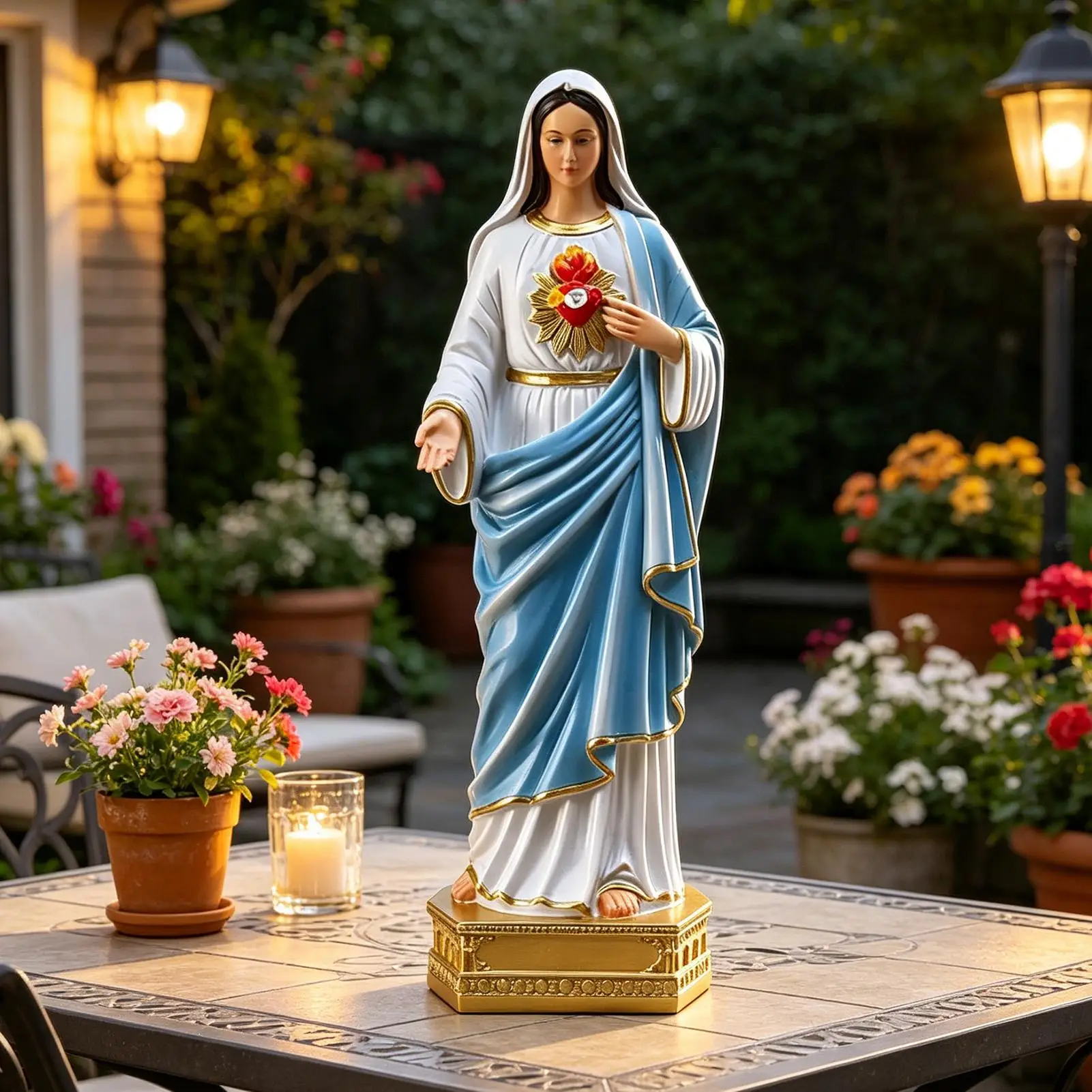 Virgin Mary Sculpture Collectible Religious Decoration Blessed Mother Statues for Yard Deck Home Entryway Hallway Women