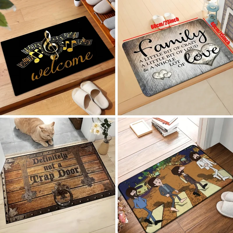 Music Note Print  Area Mat Indoor Entrance Floor Decorative Washable Carpet Non-slip Easy To Clean Rug Wrinkle-Resistant Doormat