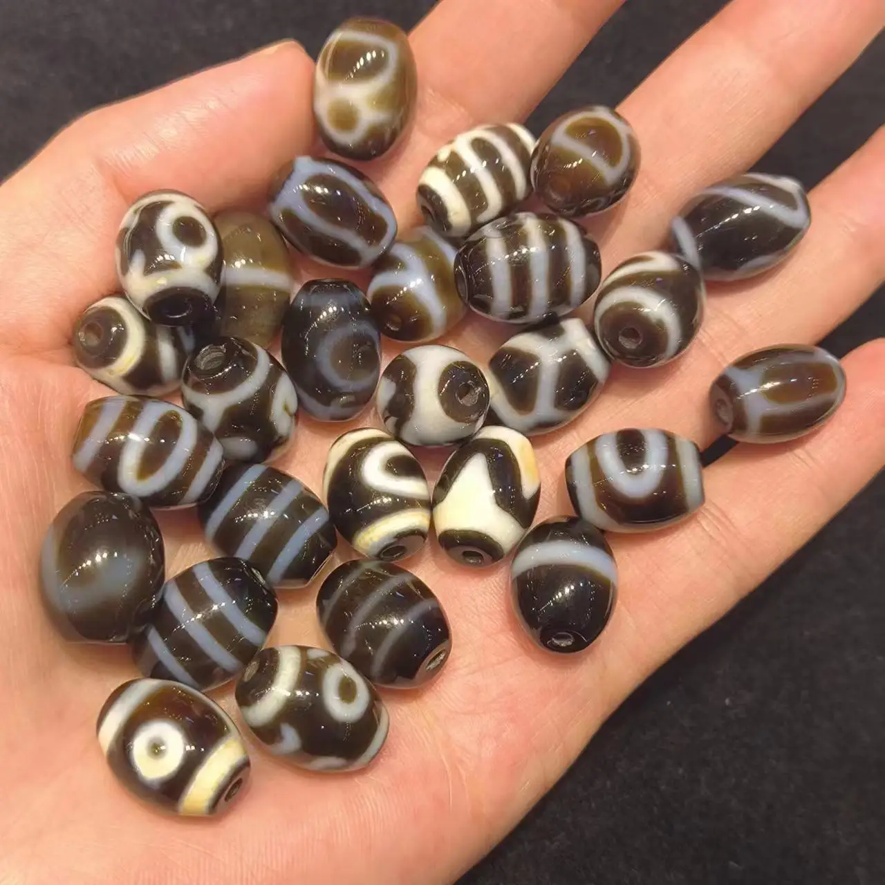 

1pcs/lot Natural multi-pattern old agate dzi Dark brown Dallor beads 15x12mm Accessories jewelry rare amulet archaic taki diy