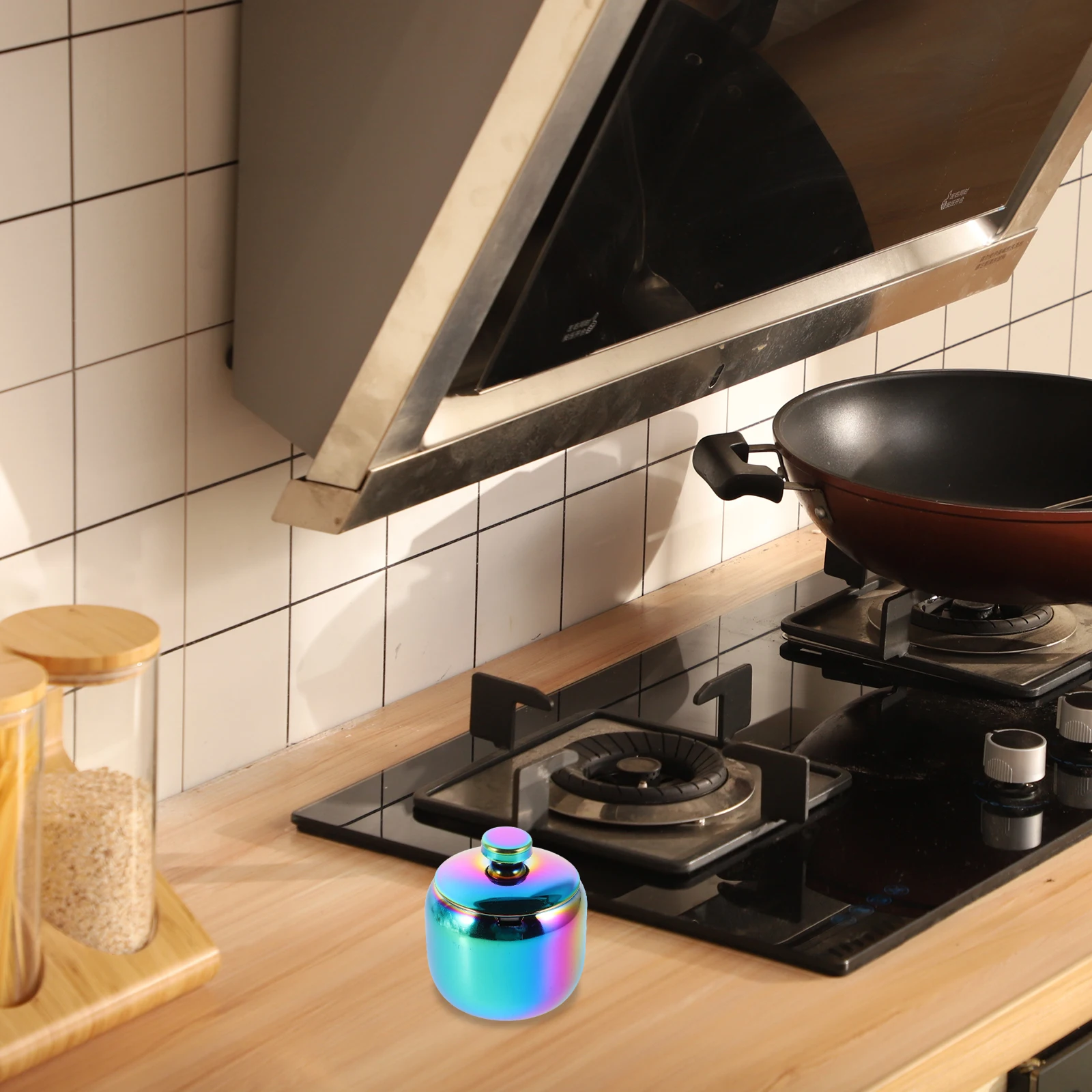 

Stainless Steel Round Seasoning Jar Space-Saving Airtight Metal Spice Container Kitchen Condiment Storage Metal Spice Jars