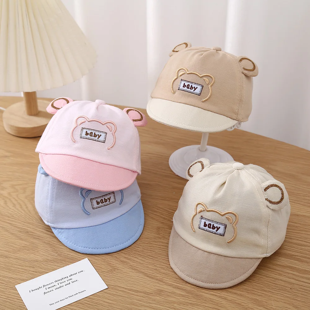 

Детская шляпа от солнца для детей 0-4 месяцев, сетчатая летняя кепка для новорожденных, милый козырек с медведем и уткой, мягкий хлопковый солнцезащитный козырек для младенцев