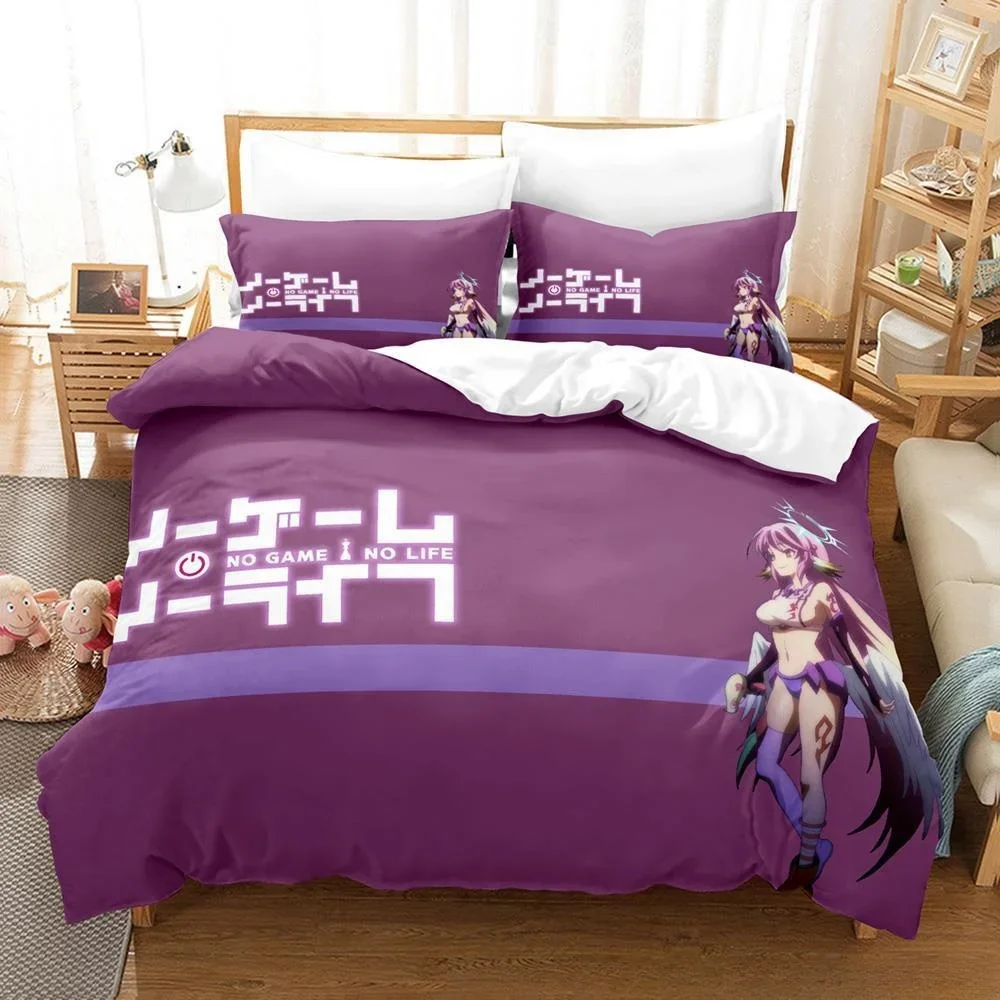 

New 3D Printing Kawaii Girls bedding No Game No Life Bedding Set Cartoon Anime three-piece set Adult Kid Bedroom Duvetcover Sets