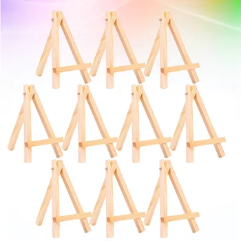 10 adet küçük resim şövale Mini Tripod üçgen kalem teşhir rafı raflar ahşap boyama kolye