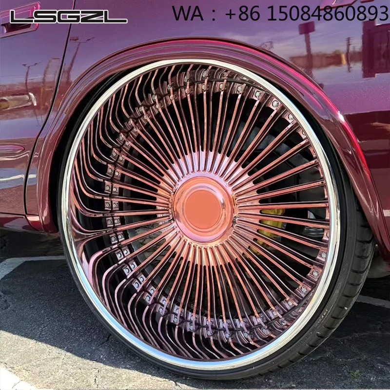 20-24 Inch 2/3 Pieces Custom Forged Alloy Wheels Rose Gold Finish 5x114.3 5x120 5x127 Classic Retro Car Custom Rim Auto Accessor
