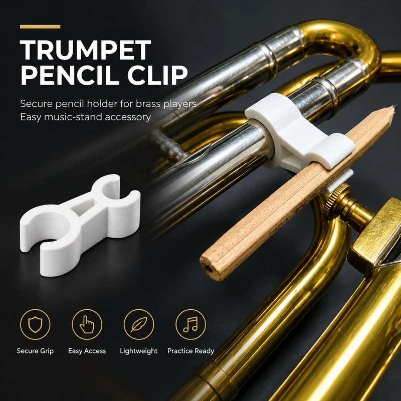 Trumpet Pencil Holder Clip Brass Players Marching Band Accessory Music Stand Attachment Tool Accessories