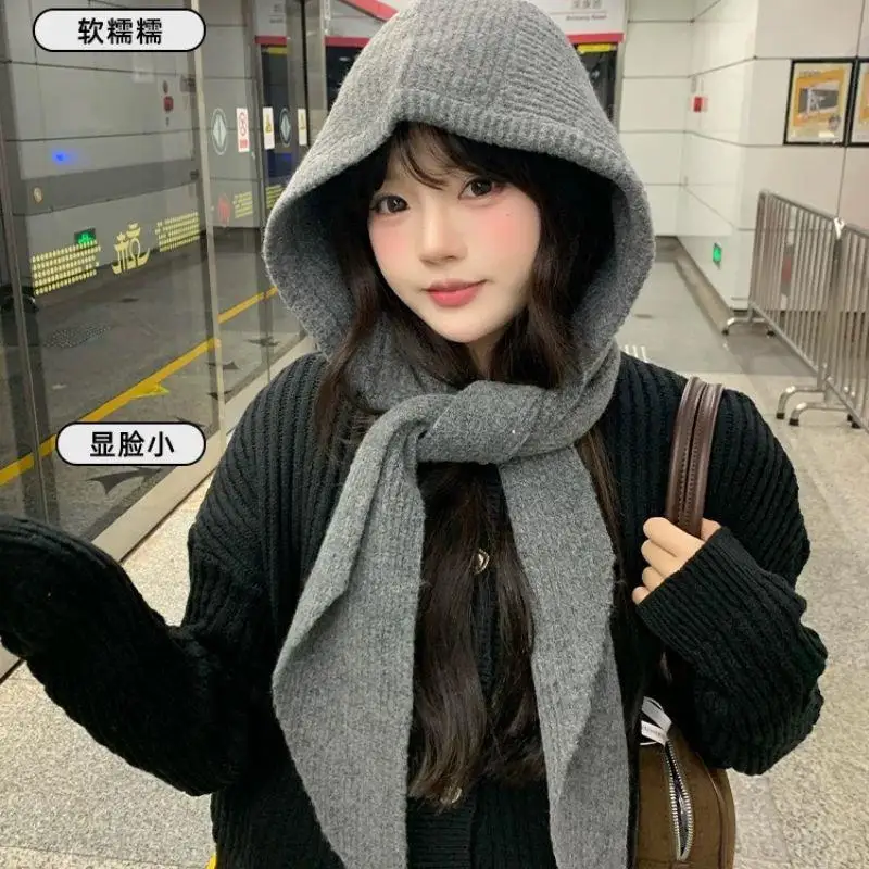 الشتاء المعتاد هود وشاح بالاكلافا قبعة سدادات حماية الأذن يندبروف الدافئة منفذها القبعات النساء قبعة أنيقة على الموضة ووشاح Skullies Beanies #2