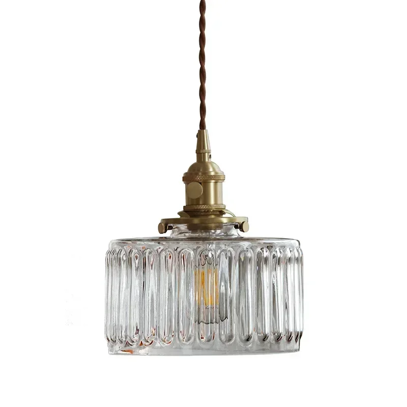 Modern Bedroom Bedside Chandelier American Vintage Guest Room Bar Restaurant Corridor Light Transparent Glass Pendant Light