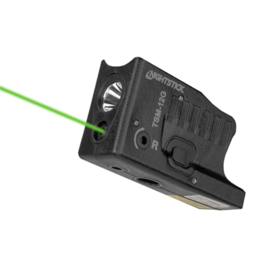 

TSM-12G 150-Lumen Rechargeable Tactical Light w/Green Laser Sight - Ip-X4 Water-Resistant Handgun Lights for Glock G26, G27, G3