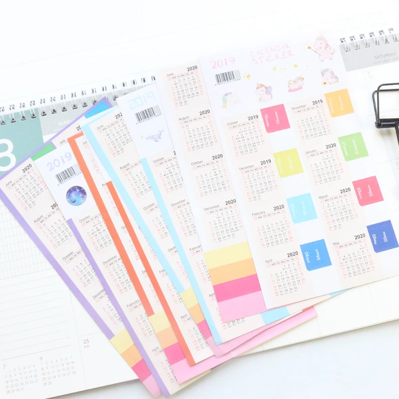 Domikee cute 2023-2024 year calendar monthly time index label flag sticker for journal planner diary notebook stationery 2 sheet