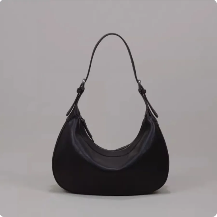 

【New style】Korean lazy style sheepskin underarm bag 2026 high-end soft leather large-capacity crescent bag hand-held backpack c