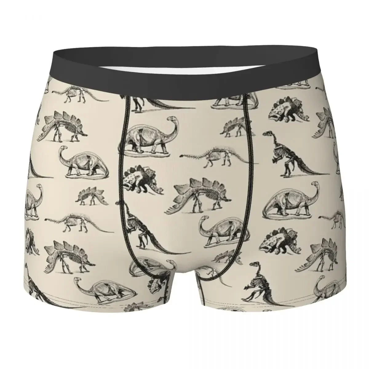 Boxer Underpants Shorts Vintage Museum Dinosaur Skeleton Illustrations Panties Men's Breathable Underwear For Homme Man