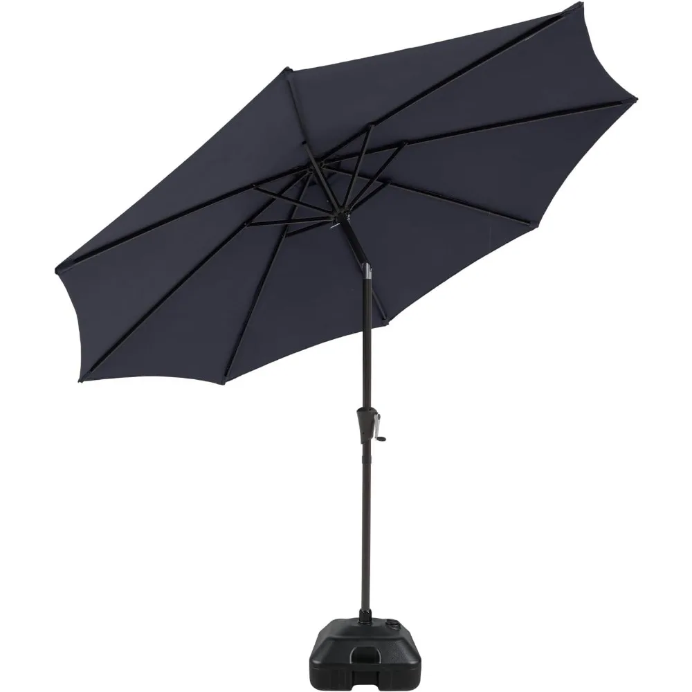 

9ft Patio Umbrella with Base Included, Outdoor Market Table Umbrella with Crank, Tilt and Umbrella Stand Weights
