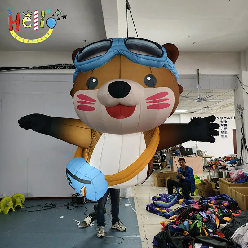 Cute Inflatable Otter Mascot Costume Custom Animal Cartoon Character with Goggles for Brand Event Publicity
