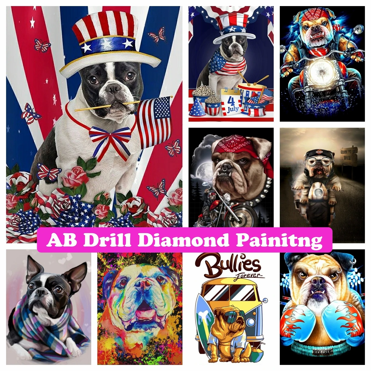 

AB Drills Diamond Painting French Bulldog Dog Full Square/Round Animal Diamond Embroidery Cross Stitch Rhinestone Home Decor