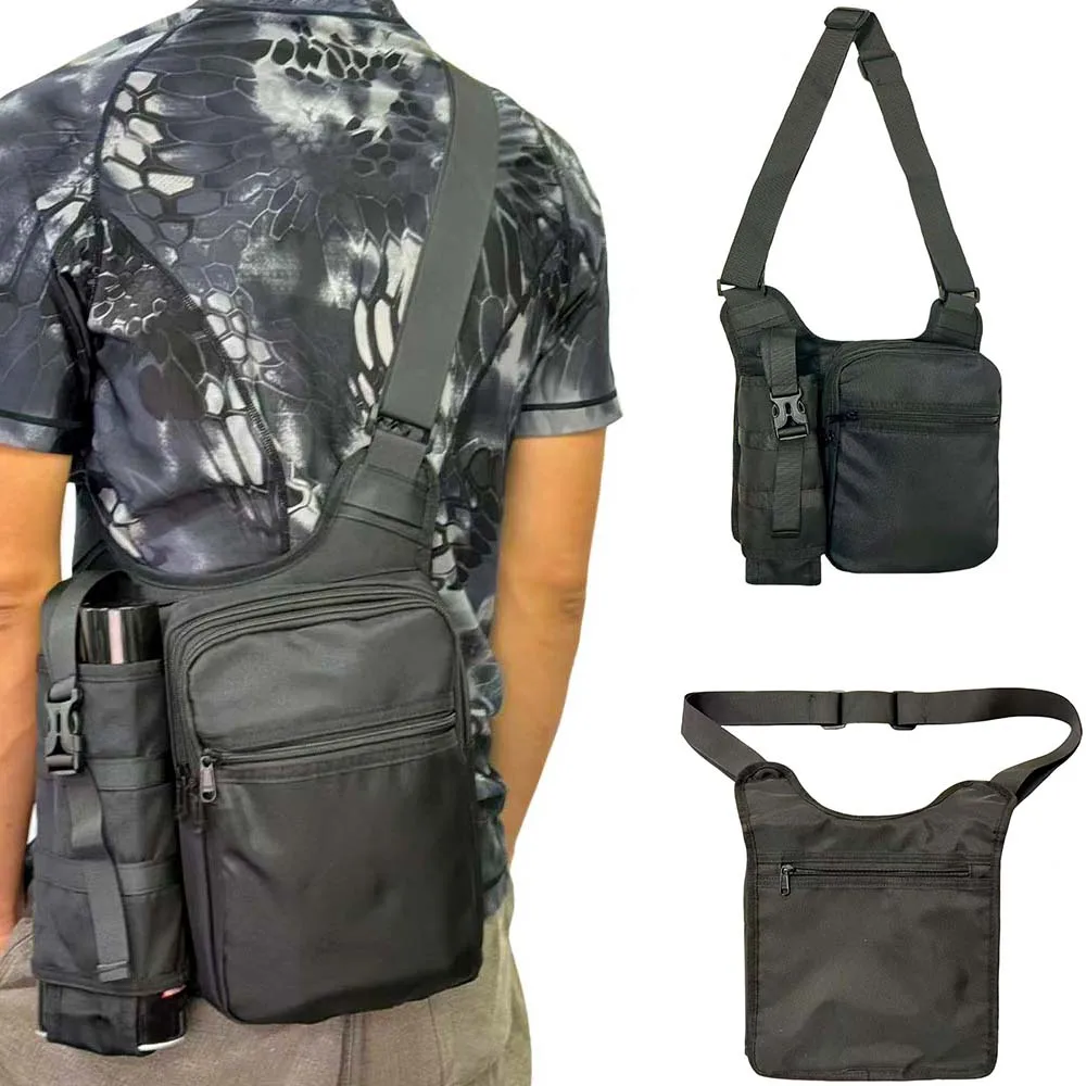 

Men's Solid Color Waterproof Large Capacity Sports Bag, Portable Multifunctional Zipper Shoulder Bag with Side Water Bottle Pock