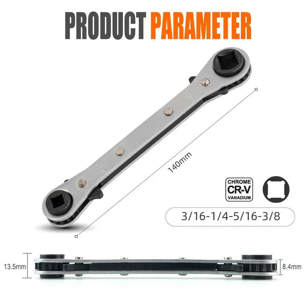 Twee-weg Ratel Koeling Ventielsleutel Professionele Airconditioning Koeling Tool 1/4 3/8 3/16 5/16 Inch