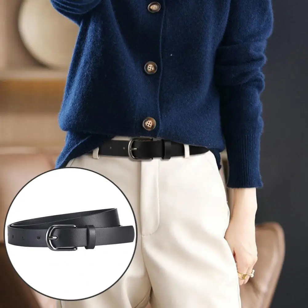 Geometric Buckle Belt Easy-to-wear Belt Geometric Metal Buckle Faux Leather Belt for Men Women Adjustable Street Style Waistband