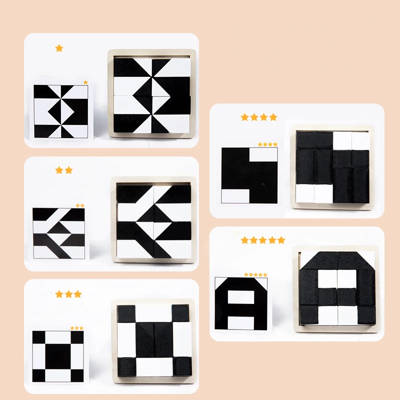 Rompecabezas 3D de madera Montessori, rompecabezas con formas geométricas, bloques de construcción, entrenamiento educativo de pensamiento lógico para niños, regalo para niños