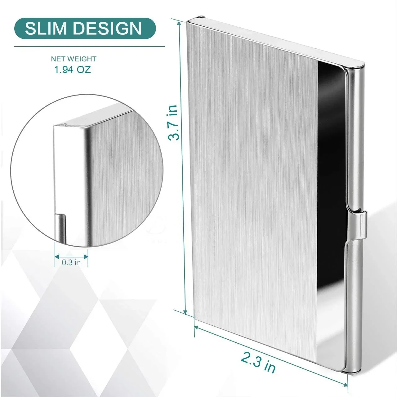 حامل بطاقات عمل فاخر من الفولاذ المقاوم للصدأ رفيع للغاية - حافظة جيب معدنية فضية للرجال والنساء بتصميم بسيط