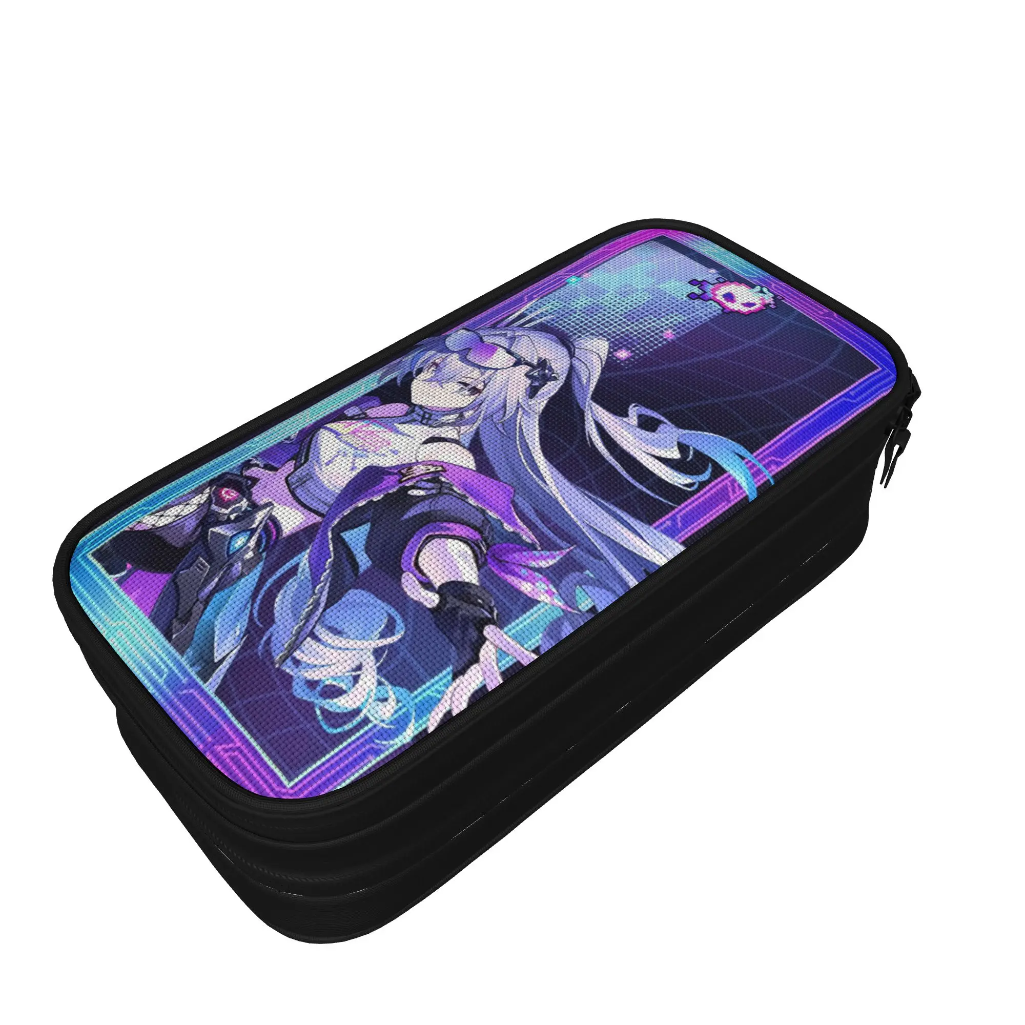 Large Capacity Pencil Pouch Honkai Star Rail Merch  Double Layer Pencil Box Girl Make Up Bag Birthday Gift
