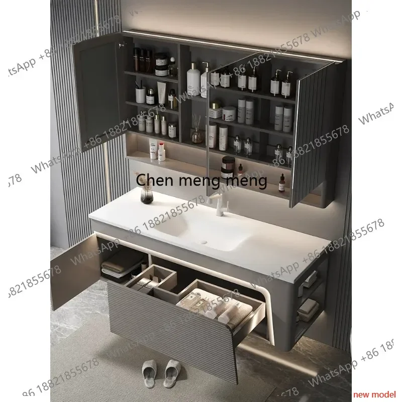 N138New light luxury style, integrated basin, bathroom cabinet, combined bathroom, hand and face washing, washstand and bathroom