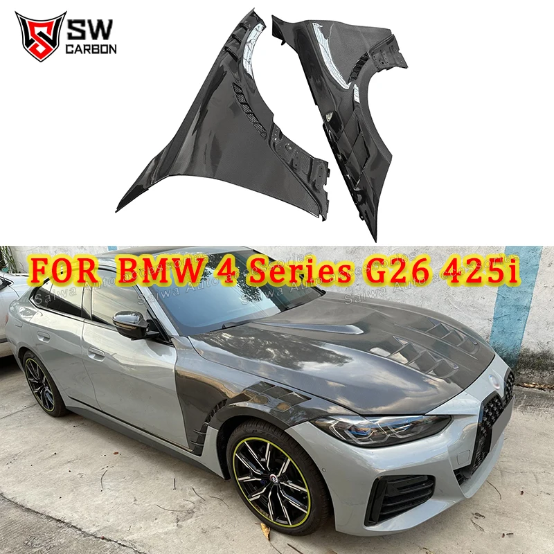 Carbon Fiber V Style Side Fender For BMW 4 Series G22 G26 425i 430 2022+ Front Fenders Car Wheel Arch Mudguard Trim Car Bodykit