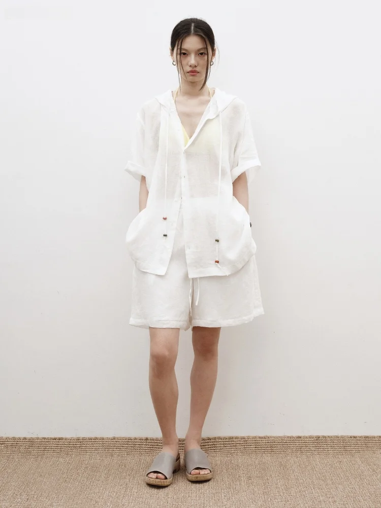 

Adjustable Windproof Cap Pure Flax Lightweight Loose Fit Hat irt KUCO Original Design Summer Collection Button Closure