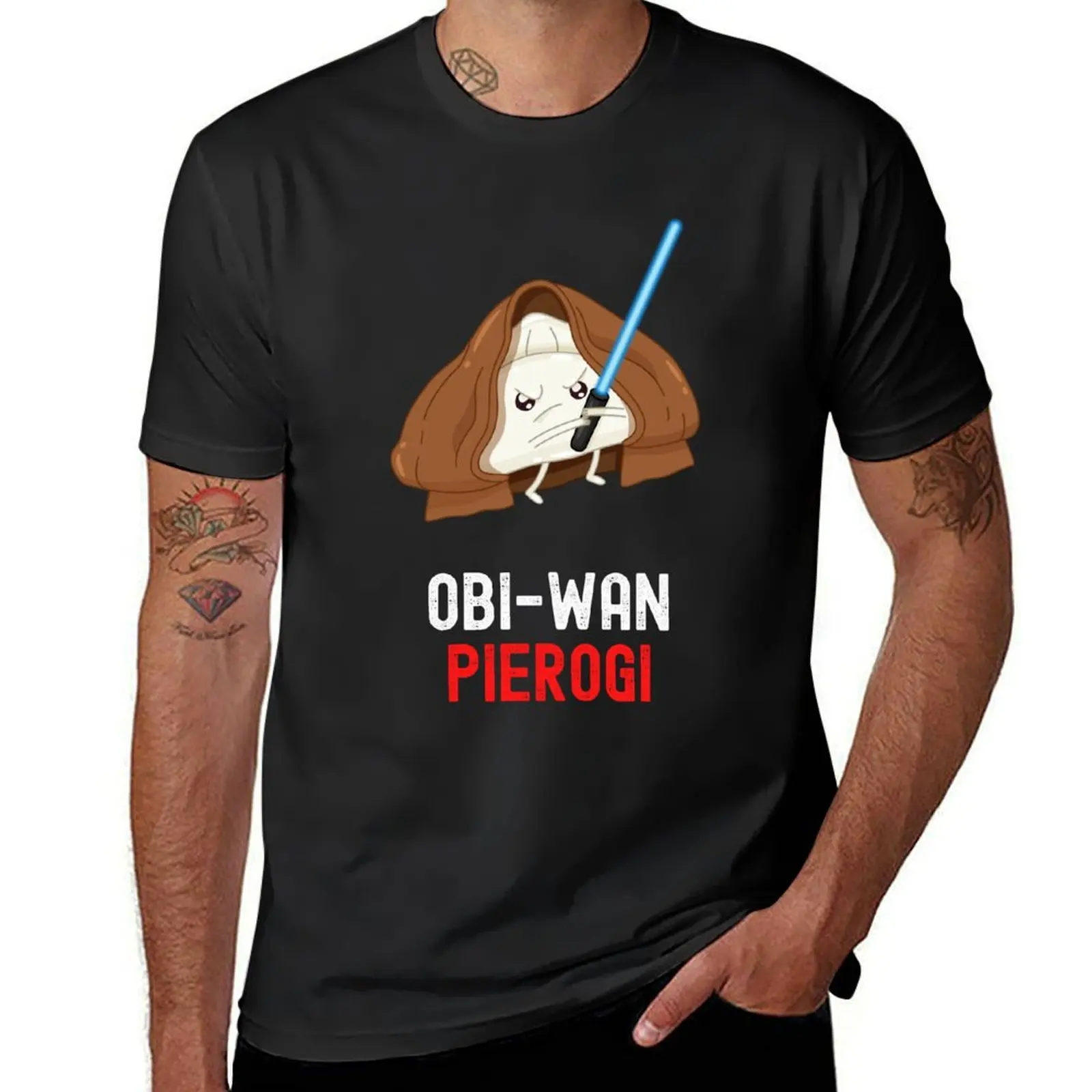 Obi Wan Pierogi Funny Foodie Geek T-Shirt cute tops customs design your own for a boy black t-shirts for men