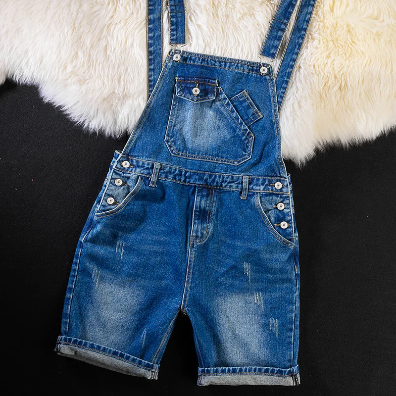 Summer Men Jeans Overalls With Pocket Casual Denim Short Strap Jumpsuit Jeans Men Jeans Suspender Pants Fashion Streetwear M-5xl