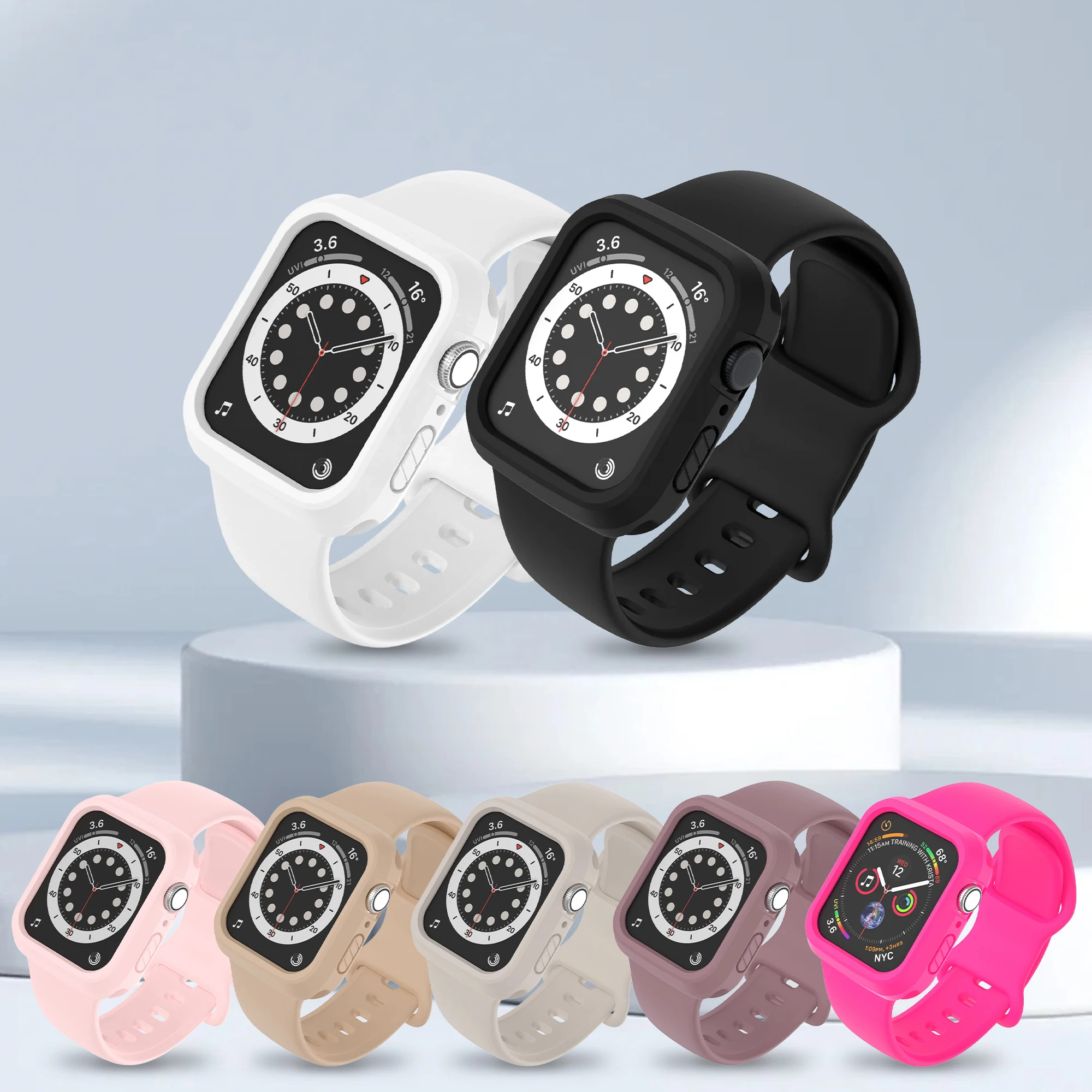 Silikonarmband + Hülle für Apple Watch Band 40/41/44/45/42/46 mm, weich und bequem, iWatch Series11 10 987 654 Zubehör