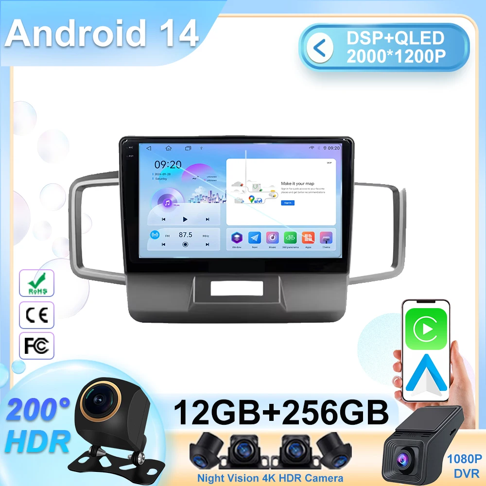 

HDR QLED Android 15 для Honda Freed 1 2008-2016 Mirror Link Navigation GPS Видеоплеер Carplay Bluetooth DSP DVR 5G wifi