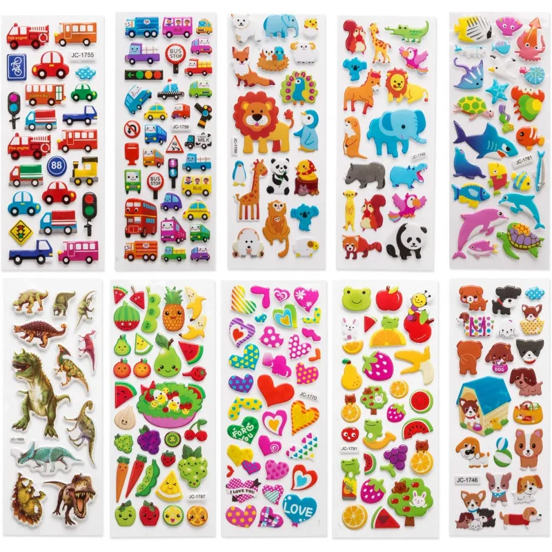 

8pcs /pack Cute cartoon Stereoscopic 3D bubble stickers Game stickers decoration DIY various scenes using birthday gift stickers